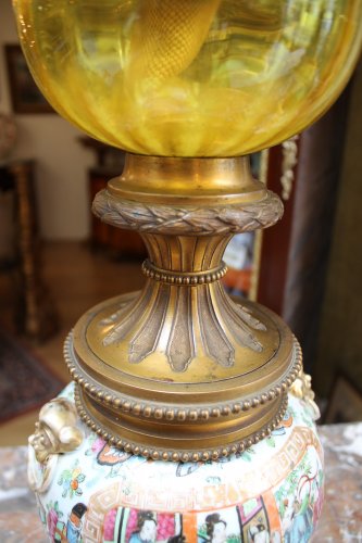 Antiquités - Paire de lampes en Canton monture bronze XIXe siècle
