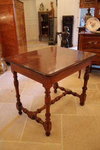 Table Louis XIV en acajou, if et bois citron - Mobilier Style Louis XIV