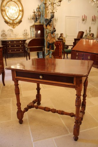 Louis XIV - Table Louis XIV en acajou, if et bois citron