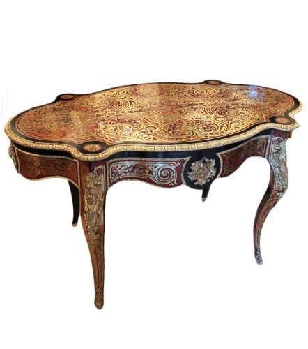 Table violon en marqueterie Boulle d'époque Napoléon III