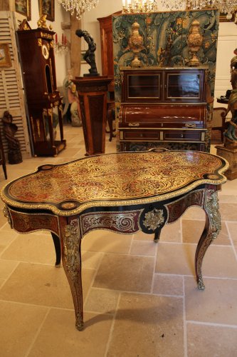 Mobilier Table & Guéridon - Table violon en marqueterie Boulle d'époque Napoléon III
