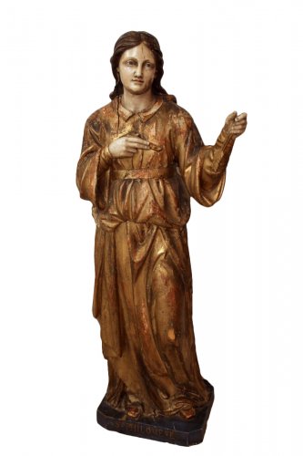 Sainte Philomène, grande sculpture en bois doré et polychromé, époque XIXe siècle