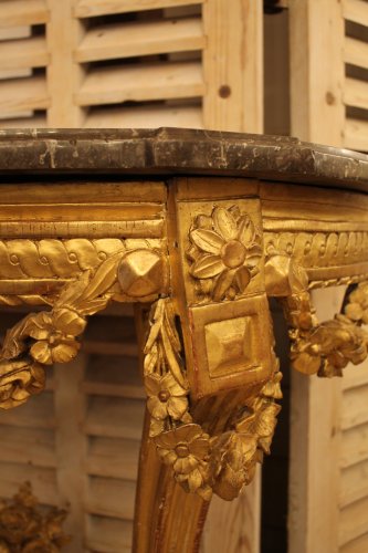 Console demi lune en bois doré, époque Louis XVI - Louis XVI