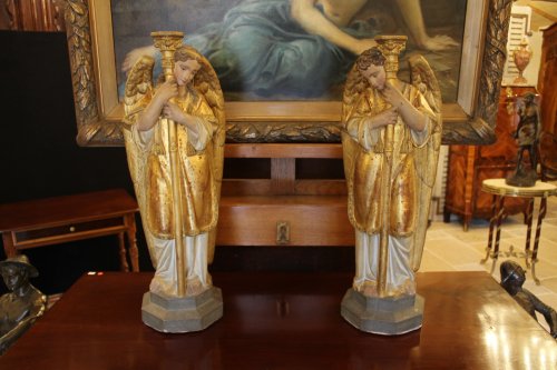 Louis-Philippe - Paire d'anges céroféraires en terre cuite, Vénétie XIXe siècle