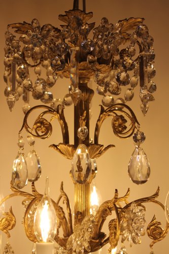 Antiquités - Lustre en bronze et cristal de Baccarat à 18 lumières, milieu du XIXe siècle