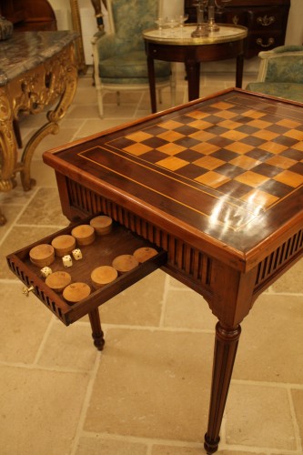 Louis XVI - Table tric-trac, travail bordelais d'époque Louis XVI