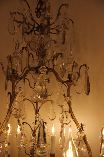XIXe siècle - Lustre cage en bronze et cristal, fin du XIXe siècle