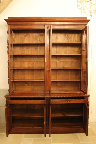 Mobilier Bibliothéque, vitrine - Bibliothèque Napoléon III à deux corps en acajou