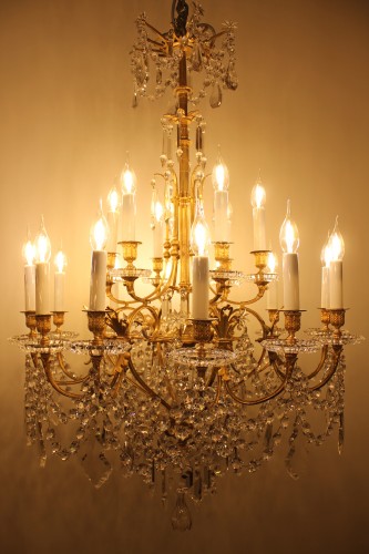 Luminaires Lustre - Lustre en bronze et cristal de Baccarat à 18 Lumières, fin XIXe siècle