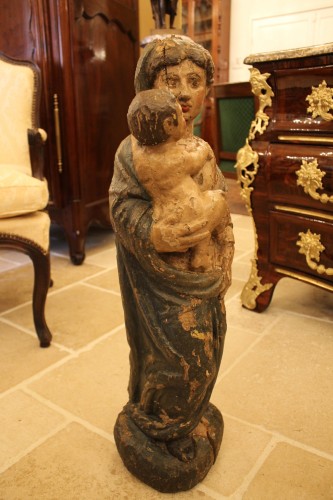 Art sacré, objets religieux  - Vierge à l'enfant XVIIe siècle