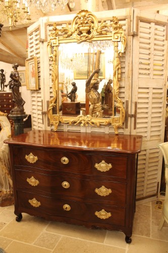 Antiquités - Miroir en bois doré d'époque Transition