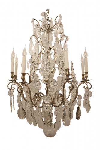 Lustre cage Louis XV à neuf lumières , époque XVIIIe siècle