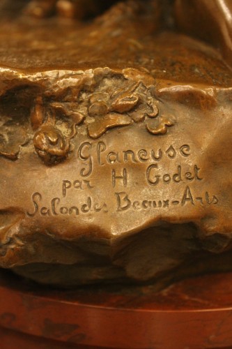 Glaneuse, important bronze de Henri Godet (1863-1937) - 