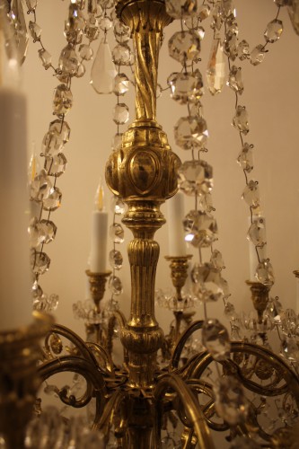 Important lustre corbeille en cristal de Baccarat à 24 feux, circa 1875 - Antiquités Thierry Martin