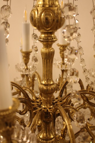 Antiquités - Important lustre corbeille en cristal de Baccarat à 24 feux, circa 1875