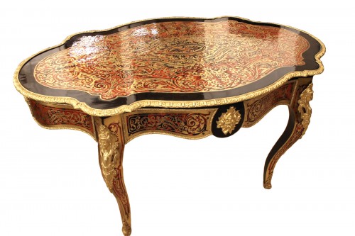 Table violon Napoléon III en marqueterie Boulle