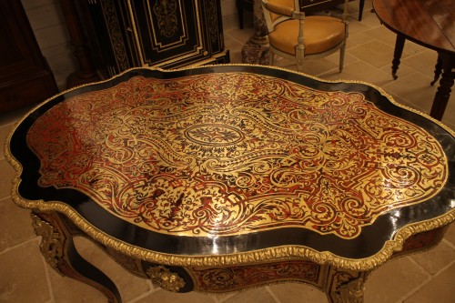 Table violon Napoléon III en marqueterie Boulle - Mobilier Style Napoléon III