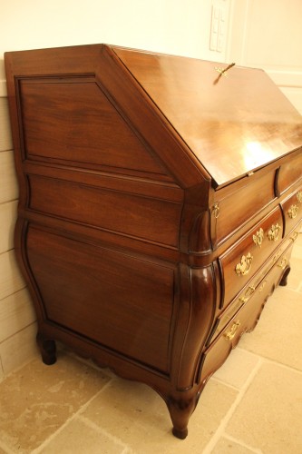 Mobilier Bureau et Secrétaire - Commode scribanne en acajou massif - Bordeaux XVIIIe siècle