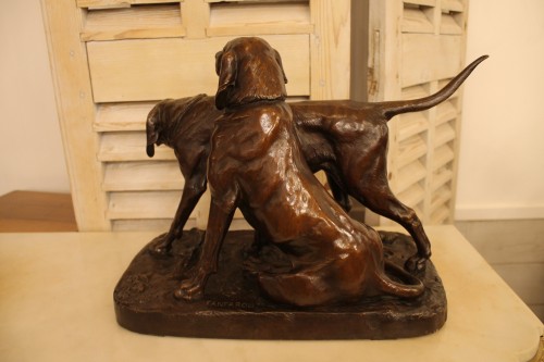 Auguste CAIN (1821-1894) - Chiens de meutes Brillador et Fanfaron - fonte Susse - Sculpture Style 