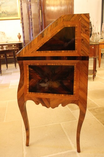 Bureau de pente marqueté d'époque Louis XV - Louis XV