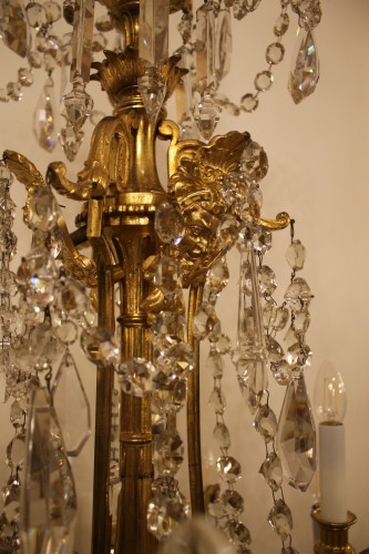 Important lustre en bronze doré et cristal de Baccarat à 18 feux, époque Napoléon III - Napoléon III