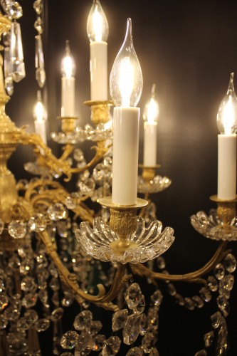 Luminaires Lustre - Lustre en bronze et cristal de Baccarat à 15 feux, milieu du XIXe siècle