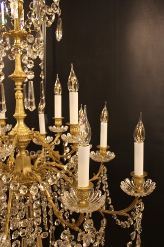  - Lustre en bronze et cristal de Baccarat à 15 feux, milieu du XIXe siècle