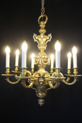 Luminaires Lustre - Lustre en bronze à 8 feux, fin du XIXe siècle