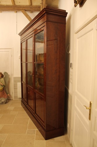 Bibliothèque en acajou à trois portes, époque Napoléon III - Antiquités Thierry Martin