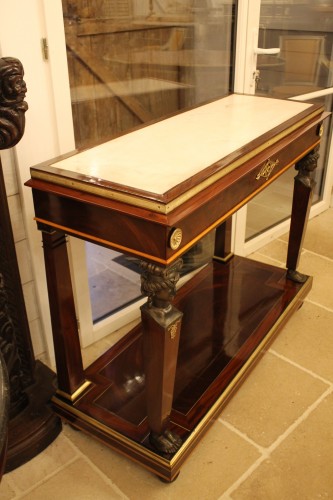 Furniture  - Caryatids console in mahogany and mahogany veneer, Empire period