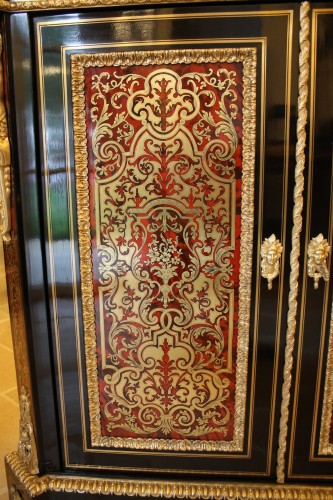 Meuble à hauteur d'appui en marqueterie Boulle, époque Napoléon III - Mobilier Style Napoléon III