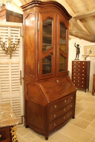 Commode scribanne bibliothèque en acajou massif, travail Nantais du XVIIIe siècle - Louis XV