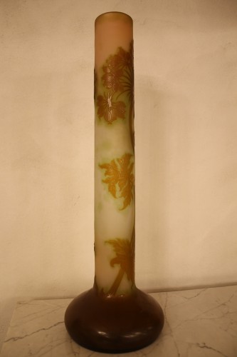 Antiquités - Etablissements Gallé - large tubular vase