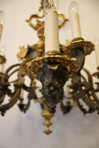 Luminaires Lustre - Lustre en bronze doré et patiné à 18 feux, époque Napoléon III