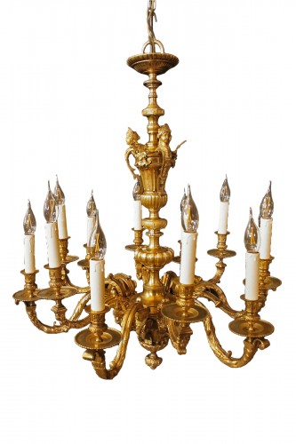 Lustre Mazarin en bronze doré à 12 feux XIXe siècle