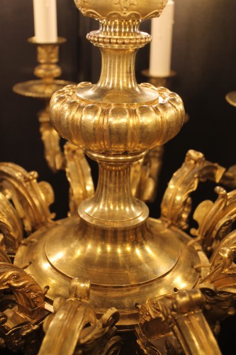 Luminaires Lustre - Lustre Mazarin en bronze doré à 12 feux XIXe siècle