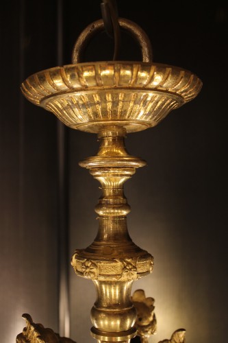 XIXe siècle - Lustre Mazarin en bronze doré à 12 feux XIXe siècle