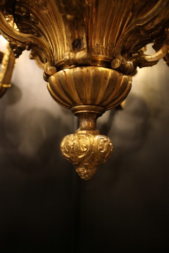 Antiquités - Lustre Mazarin en bronze doré à 12 feux XIXe siècle