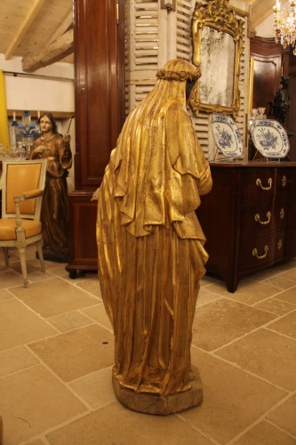 Sainte Rose - Importante sculpture en bois doré et polychromé, XIXe siècle - Antiquités Thierry Martin