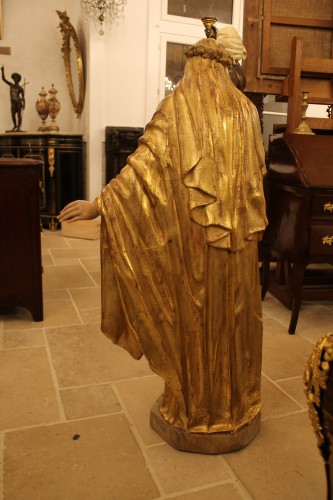  - Sainte Rose - Importante sculpture en bois doré et polychromé, XIXe siècle