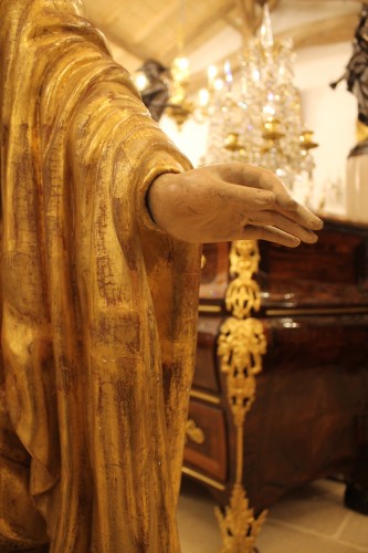 Antiquités - Sainte Rose - Importante sculpture en bois doré et polychromé, XIXe siècle