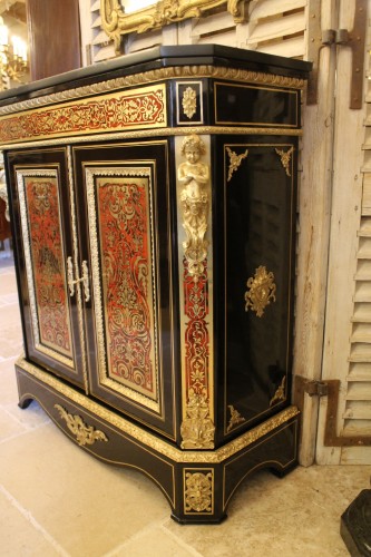 Meuble d'appui en marqueterie Boulle à deux portes, époque Napoléon III - Mobilier Style Napoléon III