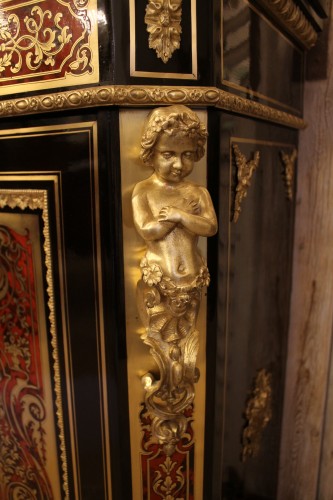 Antiquités - Meuble d'appui en marqueterie Boulle à deux portes, époque Napoléon III