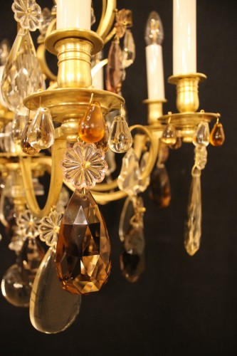 20th century - Bronze and crystal cage chandelier circa 1900 attributed to Baguès