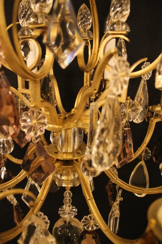Antiquités - Bronze and crystal cage chandelier circa 1900 attributed to Baguès