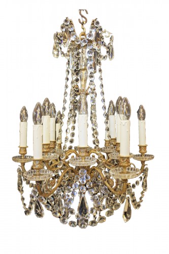 Lustre en bronze et cristal de Baccarat, époque Napoléon III