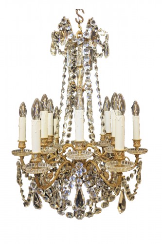 Lustre en bronze et cristal de Baccarat, époque Napoléon III