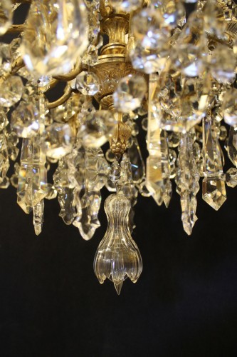 Lustre en bronze et cristal de Baccarat, époque Napoléon III - Luminaires Style Napoléon III