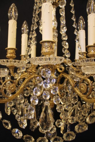 Lustre en bronze et cristal de Baccarat, époque Napoléon III - Antiquités Thierry Martin