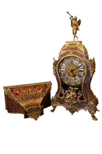 Cartel and its console in Boulle style marquetry, Napoleon III period